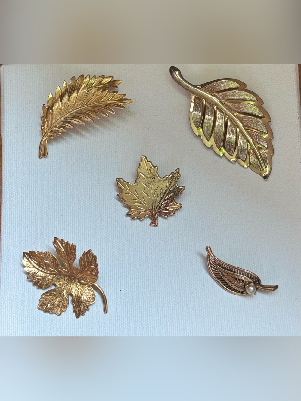 Vintage Gold Leaf Brooch  - Mixed Leaf Pins